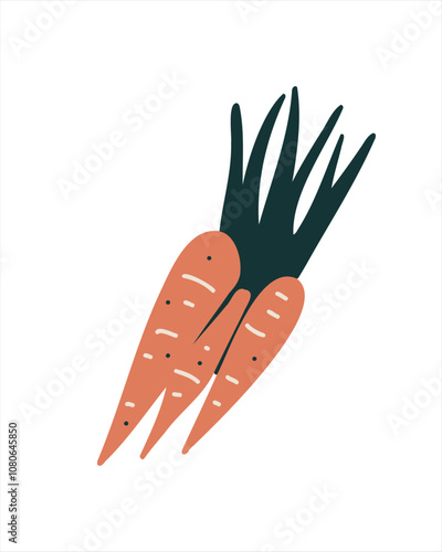 Fresh carrots with greens as a symbol of vitamins and nutrition