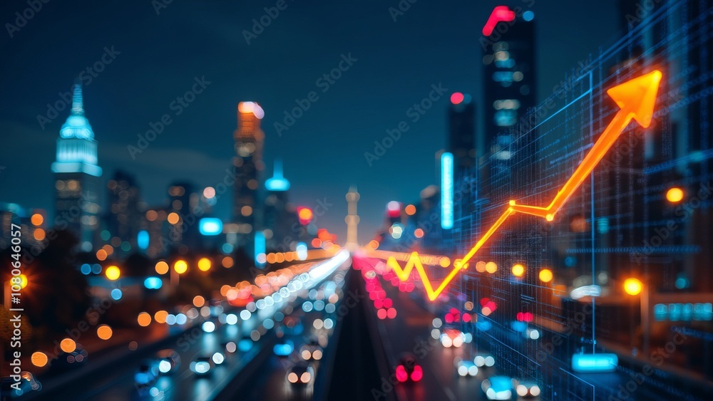 Night Cityscape with Glowing Lights and Skyline Reflection Night Cityscape with Glowing Lights and Skyline Reflection
