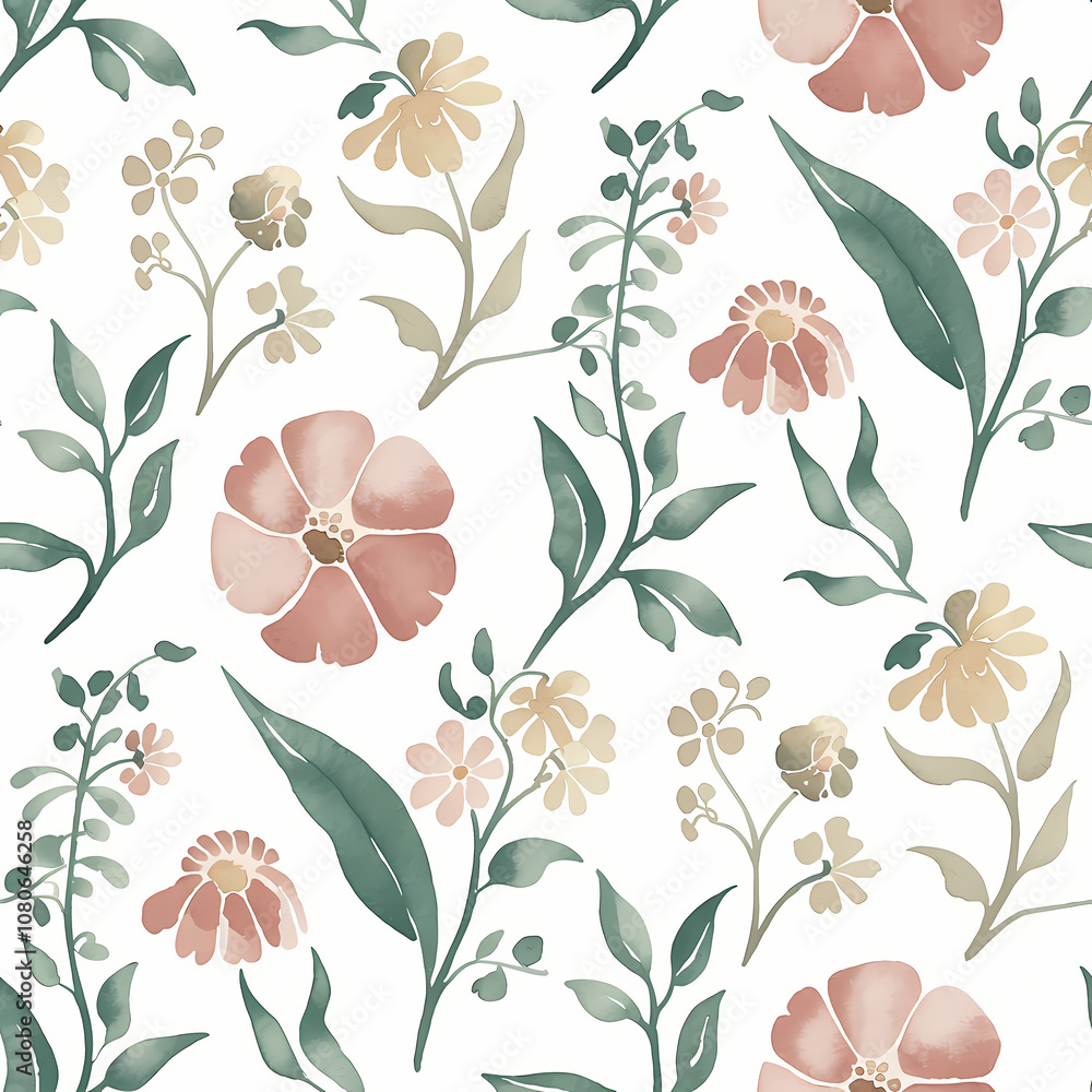 Fototapeta premium muted pastel ditsy floral background 