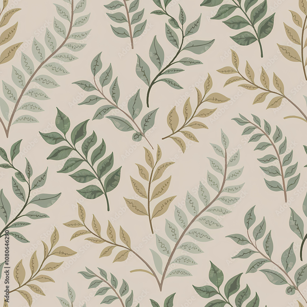 Fototapeta premium muted pastel ditsy leaf background 