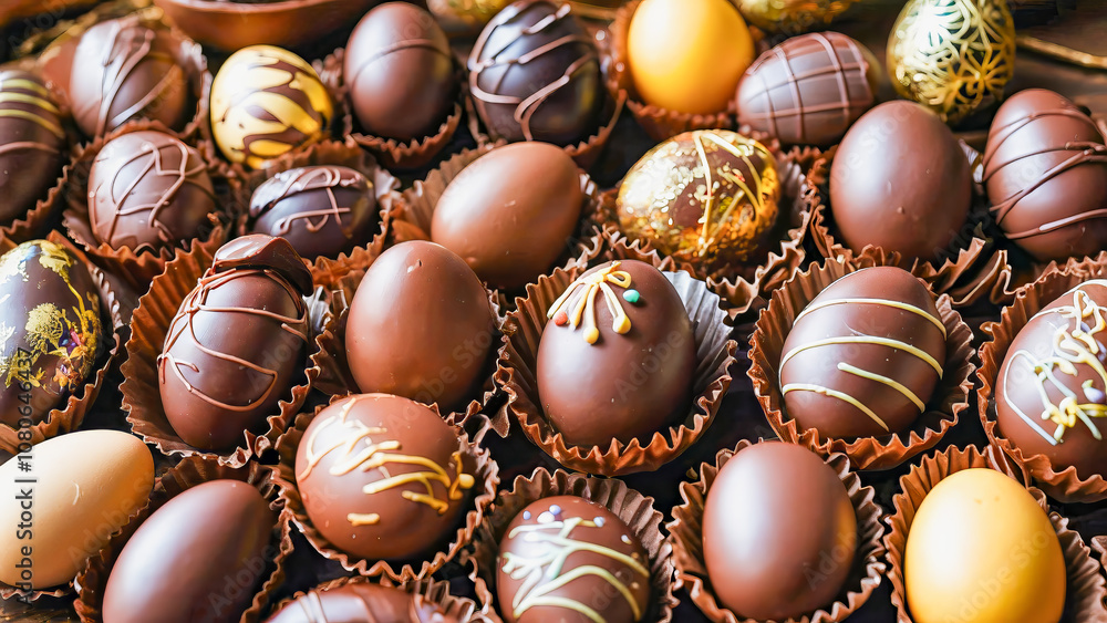 AI-generated image of mouth-watering chocolate Easter egg treats AI-generated image of mouth-watering chocolate Easter egg treats