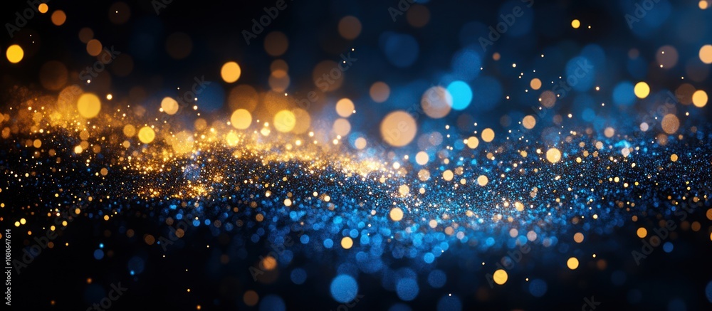 Abstract background of blue and gold bokeh lights. Abstract background of blue and gold bokeh lights.
