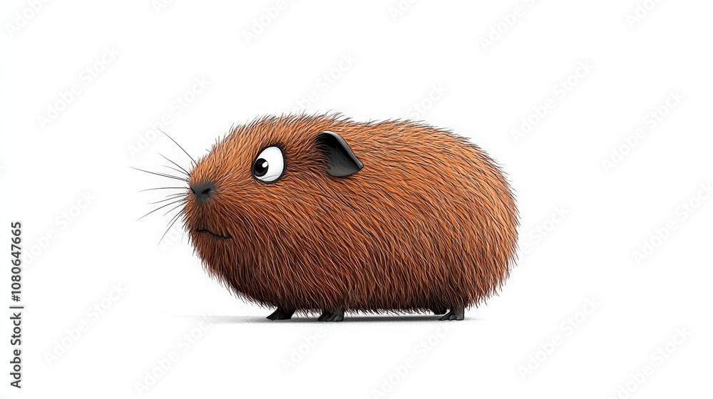 Cute brown guinea pig, white isolate background Cute brown guinea pig, white isolate background