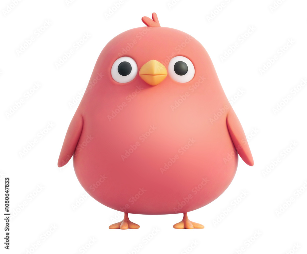 A cute pink bird with a small orange beak, isolated over transparent background PNG cut-out A cute pink bird with a small orange beak, isolated over transparent background PNG cut-out