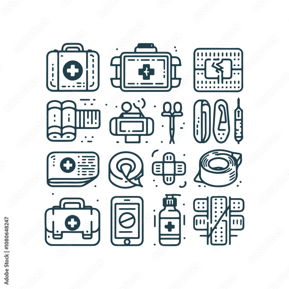 Fast aid Icons Set Vector Design. Medical Icons Set Vector Design Illustration