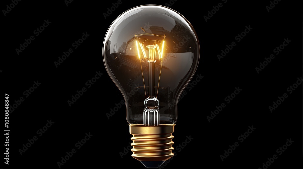 Light bulb glowing on black background Light bulb glowing on black background