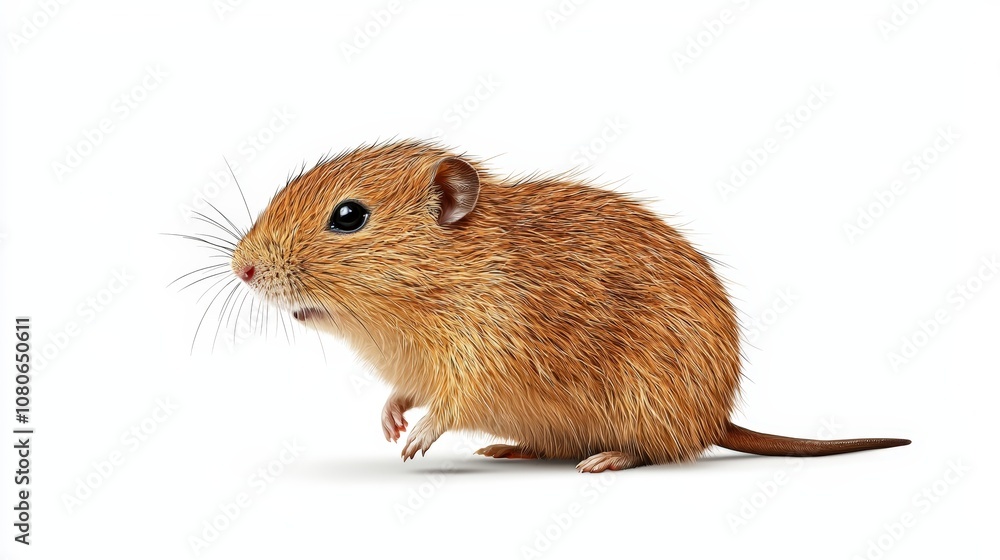 Small, cute brown rodent, white isolate background Small, cute brown rodent, white isolate background