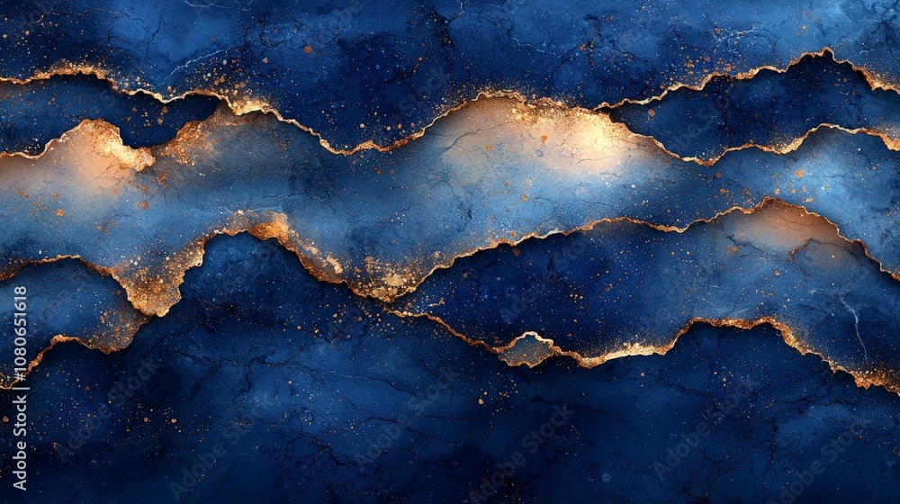 A textured abstract background featuring deep blue waves with golden accents. A textured abstract background featuring deep blue waves with golden accents.
