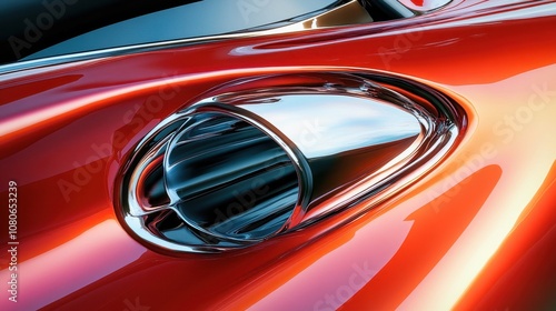 Streamlined door handle detail light sources reflecting on chrome