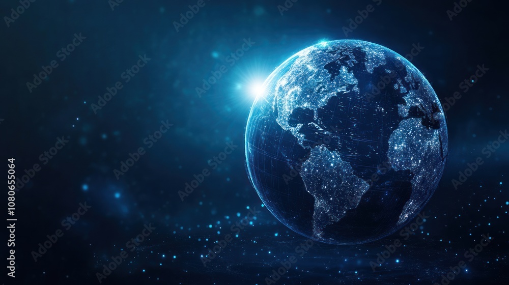 Obraz premium Global Connectivity: A Vision of the Earth Illuminated by Technology