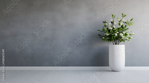 Elegant Modern Reception Area with Blank Wall for Copyspace