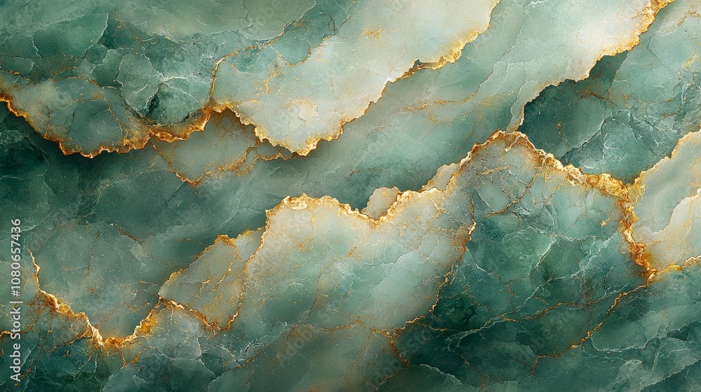 A textured abstract background featuring green and gold marbling. A textured abstract background featuring green and gold marbling.