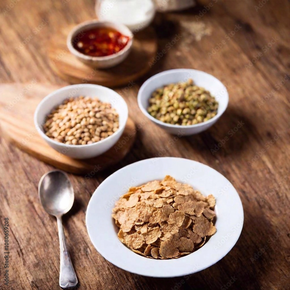 healthy breakfast, granola, muesli and nuts. healthy breakfast, granola, muesli and nuts.