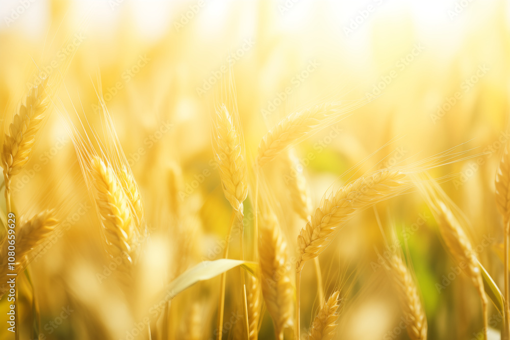 Golden Wheat Field CloseUp with Sun Flare Golden Wheat Field CloseUp with Sun Flare