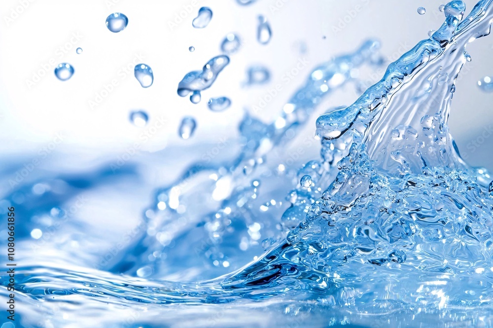 Blue Water Splash with Bubbles Refreshing Liquid Texture Blue Water Splash with Bubbles Refreshing Liquid Texture