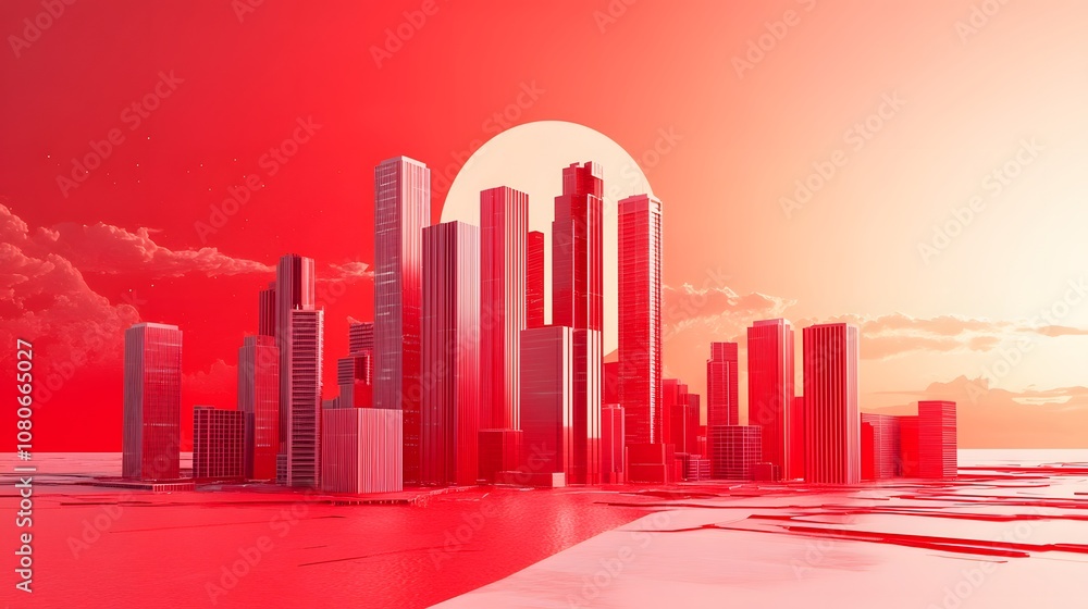 Fototapeta premium Skyscraper Panorama Space Red Building City