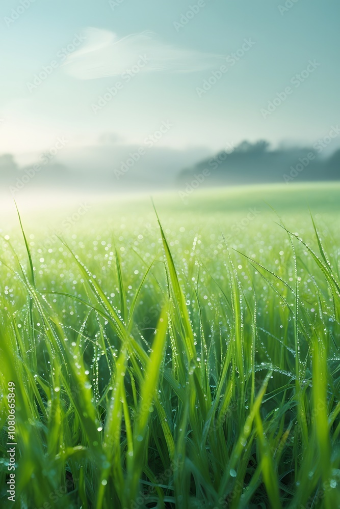 Obraz premium Grass close view with dew