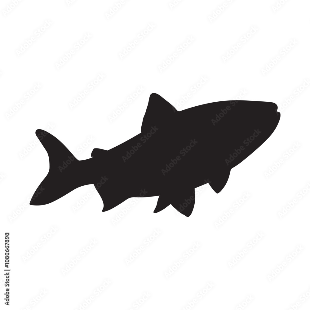 Obraz premium salmon silhouette., Vector illustration. salmon silhouette in line art style. Fish vector by hand drawing. Fish tattoo on white background .Black and white fish vector on white background