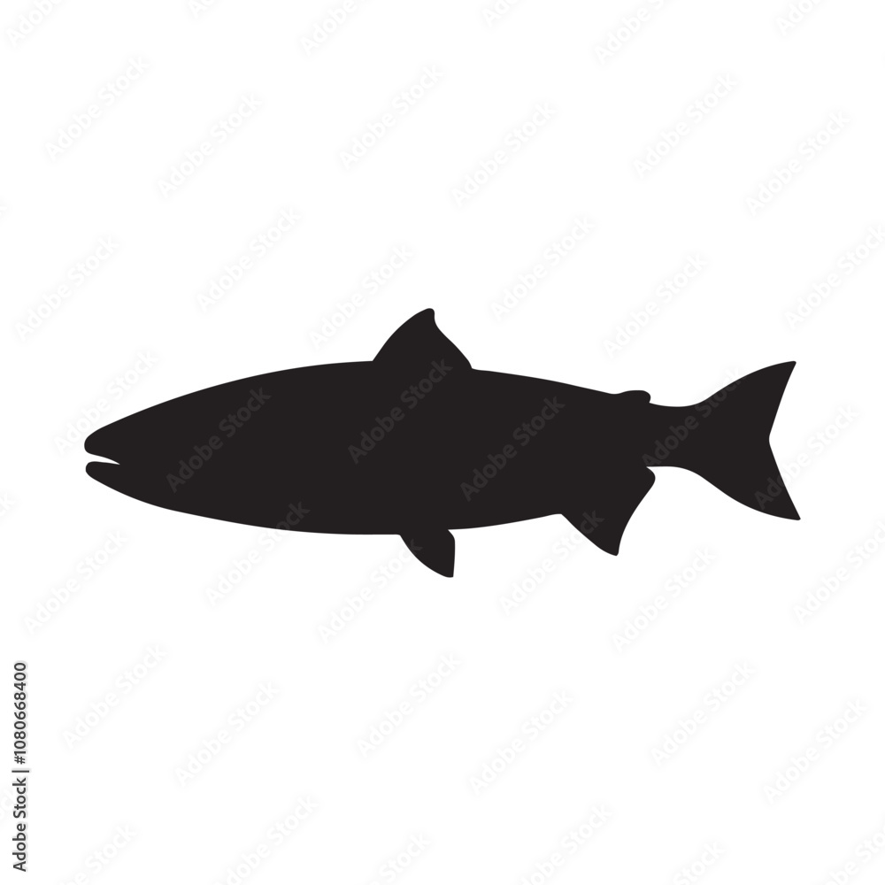 salmon silhouette., Vector illustration. salmon silhouette in line art style. Fish vector by hand drawing. Fish tattoo on white background .Black and white fish vector on white background salmon silhouette., Vector illustration. salmon silhouette in line art style. Fish vector by hand drawing. Fish tattoo on white background .Black and white fish vector on white background