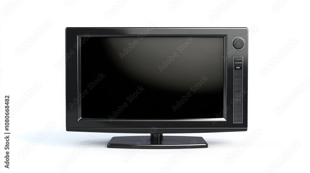 A sleek black television set with a blank screen, ready for entertainment. A sleek black television set with a blank screen, ready for entertainment.