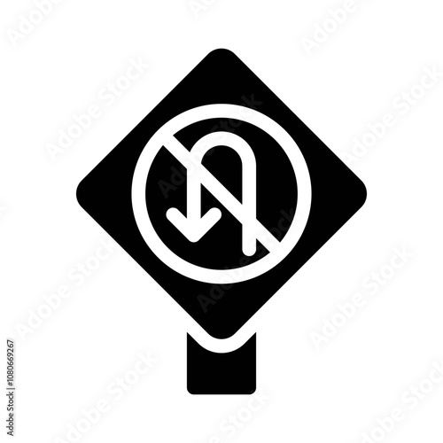 no u turn glyph icon photo