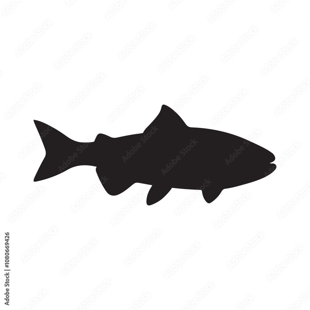 salmon silhouette., Vector illustration. salmon silhouette in line art style. Fish vector by hand drawing. Fish tattoo on white background .Black and white fish vector on white background salmon silhouette., Vector illustration. salmon silhouette in line art style. Fish vector by hand drawing. Fish tattoo on white background .Black and white fish vector on white background