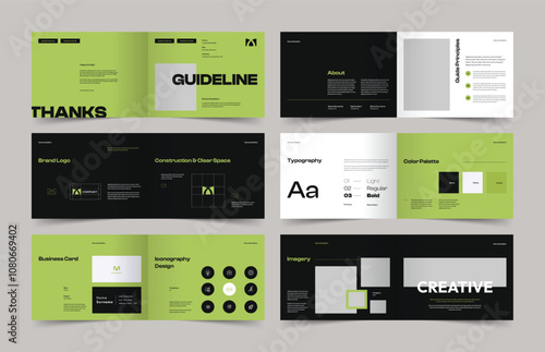 Brand Guidelines Template, Landscape Brand Identity Presentation Layout, Logo Guideline template, A4 Guidelines