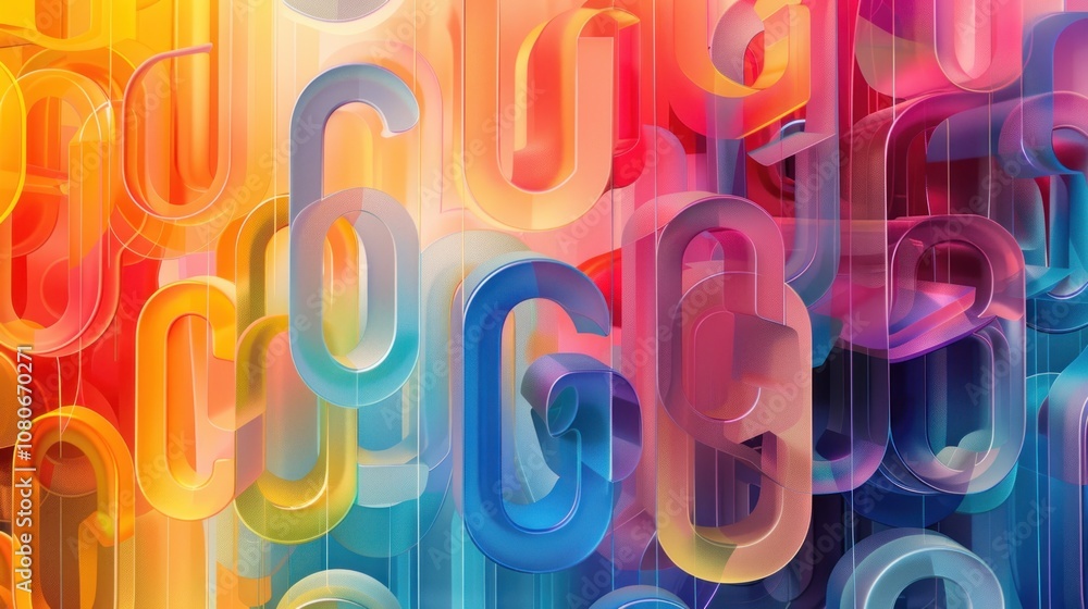 Abstract background of colorful, 3D letters, creating a vibrant and chaotic pattern. Abstract background of colorful, 3D letters, creating a vibrant and chaotic pattern.