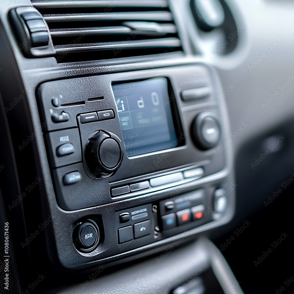 Car radio isolated on a white background, close up Car radio isolated on a white background, close up