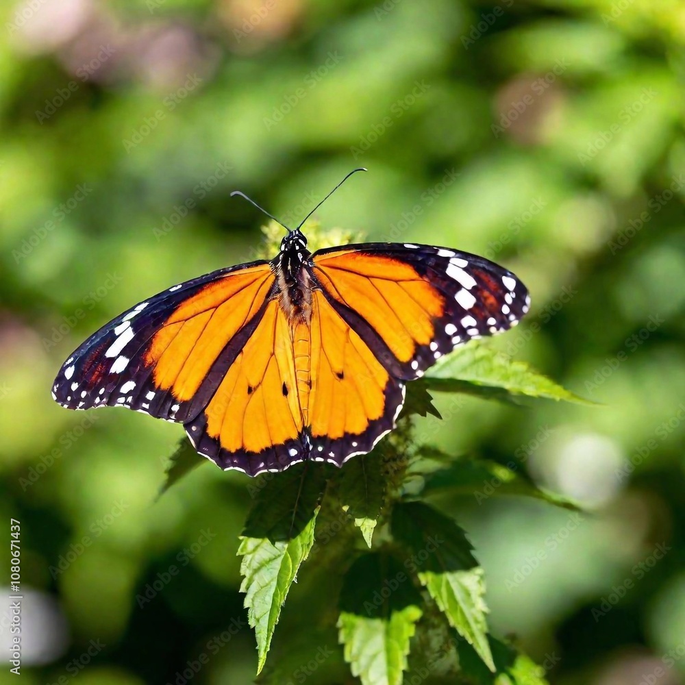 A close-up photo of a monarch butterfly with its wings fully open, deep focus highlighting the contrast between its orange and black markings, eye-level shot offering a sharp portrait that showcases i A close-up photo of a monarch butterfly with its wings fully open, deep focus highlighting the contrast between its orange and black markings, eye-level shot offering a sharp portrait that showcases i