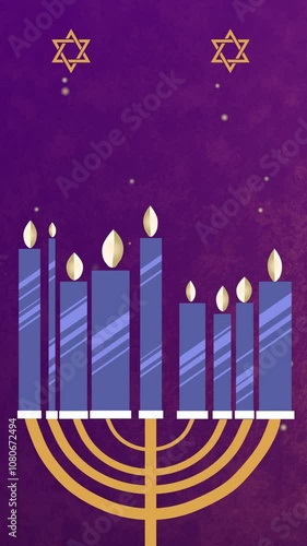 Hanukkah Festival Background with Festive Lights and Decorative Frame photo