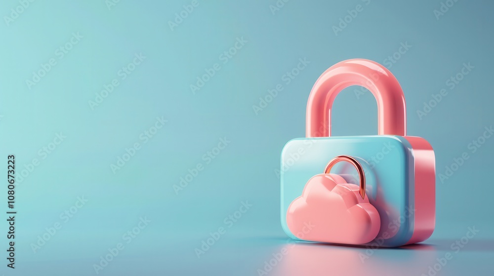 Stylized pastel padlock with a cloud symbol in pink and blue tones on a soft background, symbolizing secure cloud storage and data privacy. Stylized pastel padlock with a cloud symbol in pink and blue tones on a soft background, symbolizing secure cloud storage and data privacy.