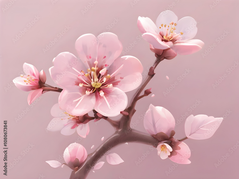 The soft pink cherry blossom icon has clear lines and petal details, giving a gentle and calm feeling. The soft pink cherry blossom icon has clear lines and petal details, giving a gentle and calm feeling.
