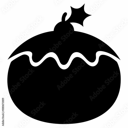 Christmas pudding vector silhouette black illustration on a white background