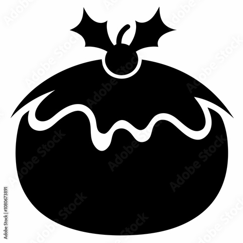 Christmas pudding vector silhouette black illustration on a white background