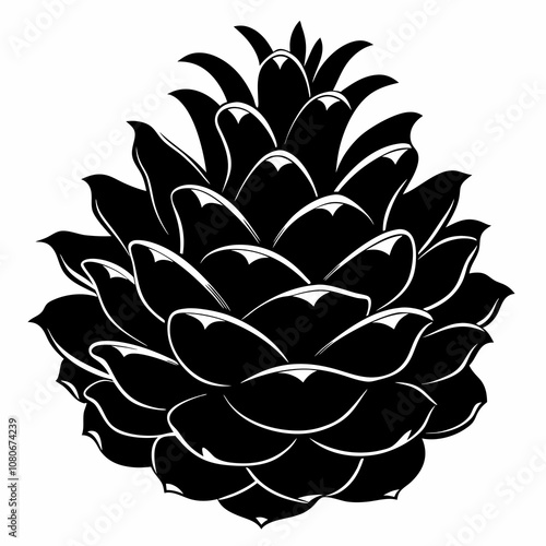 Pinecone vector silhouette black illustration on a white background