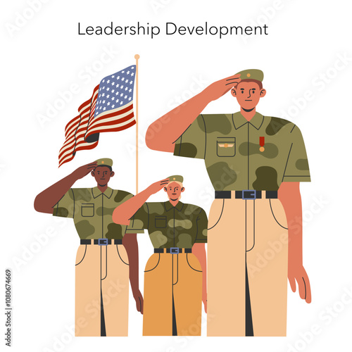 Military Training. Flat Vector Illustration