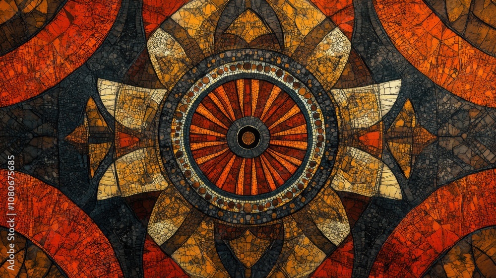 Intricate geometric abstract pattern in earth tone colors Intricate geometric abstract pattern in earth tone colors