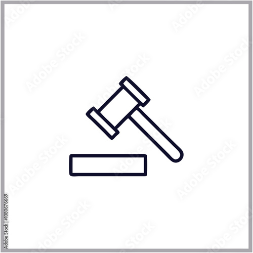 A gavel striking a block symbolizing justice, law, and the judicial system in a minimalistic design, representing crucial courtroom activities in contemporary society