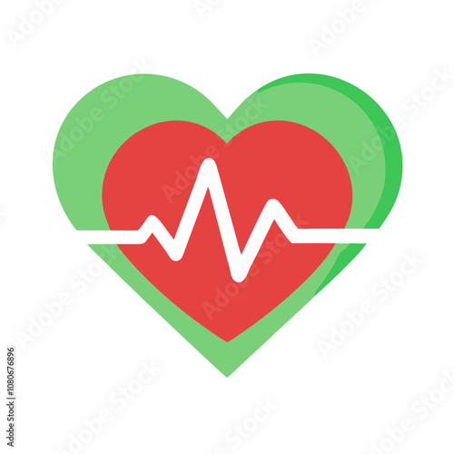 Stylized heart graphic with layered elements representing health and wellness, featuring a heartbeat line, ideal for health-related campaigns and materials