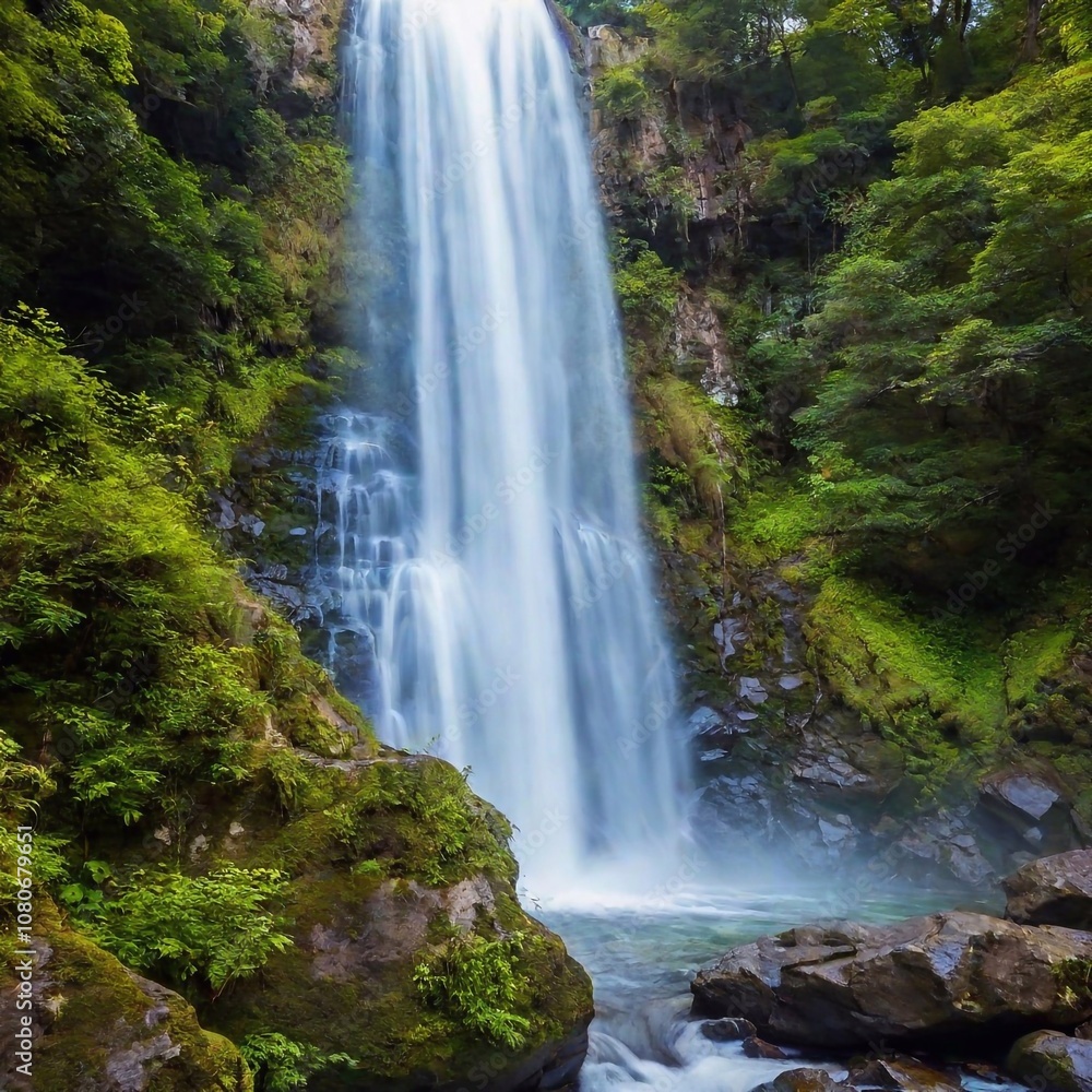 Majestic waterfall cascading into a pool Majestic waterfall cascading into a pool