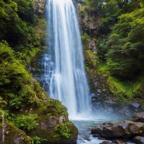 Majestic waterfall cascading into a pool 