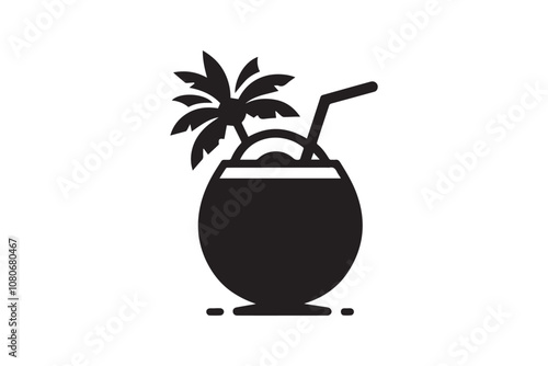 coconut drinks vector silhouette isolated in white background