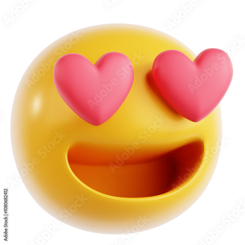 3D Emoticon with Heart Eyes Illustration