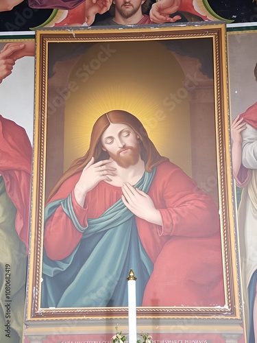 PERUGIA, ITALY - MAY 15, 2024: The fresco Veronica wipes the face of Jesus in the church Chiesa di Santa Maria di Monteluce with the frescoes by local manierism autor (1602- 1697). photo