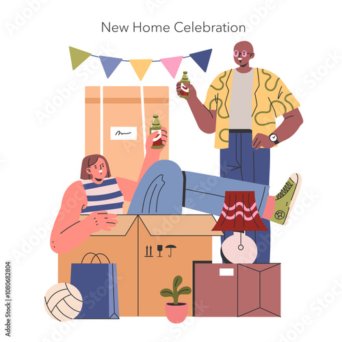 Personal Celebrating. Flat Vector Illustration
