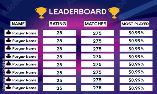 modern game leaderboard with abstract background vector template