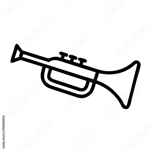 Trumpet icon depicting a musical instrument in a sleek and modern style for music concept
