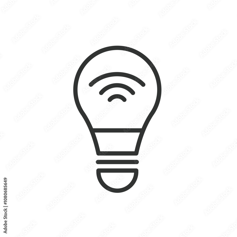 Smart wifi bulb, icon in line design. Smart, wifi, bulb, light, connected, lamp, wireless on white background vector. Smart wifi bulb editable stroke icon Smart wifi bulb, icon in line design. Smart, wifi, bulb, light, connected, lamp, wireless on white background vector. Smart wifi bulb editable stroke icon