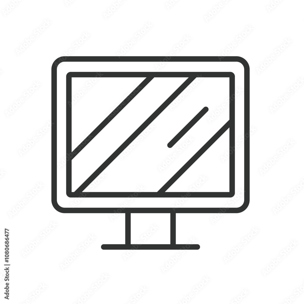New Monitor, icon in line design. New, monitor, screen, display, technology, resolution, HD on white background vector. New Monitor editable stroke icon New Monitor, icon in line design. New, monitor, screen, display, technology, resolution, HD on white background vector. New Monitor editable stroke icon
